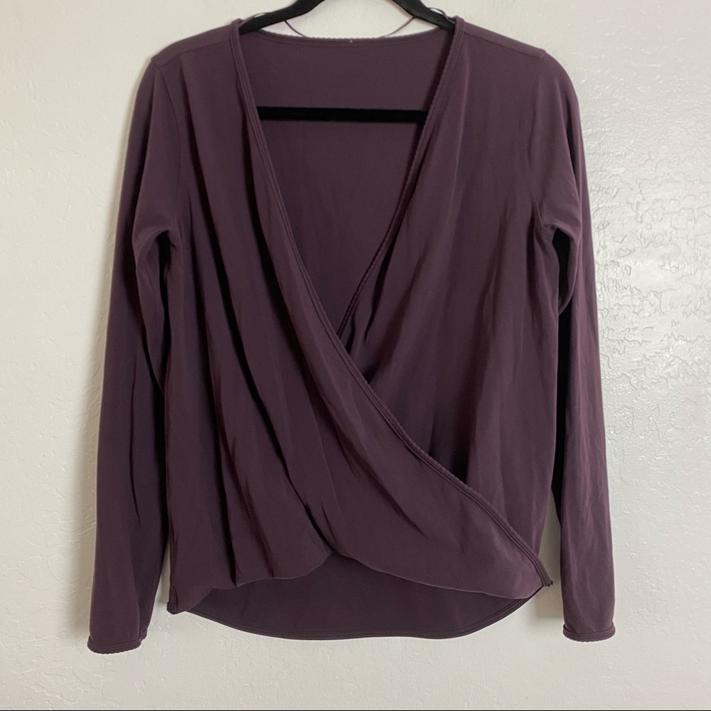 Lululemon Full Freedom Surplice Top Black Cherry Long Sleeve S *see measurements